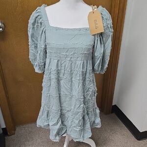 Anthropologie Soft Blue Textured Dress